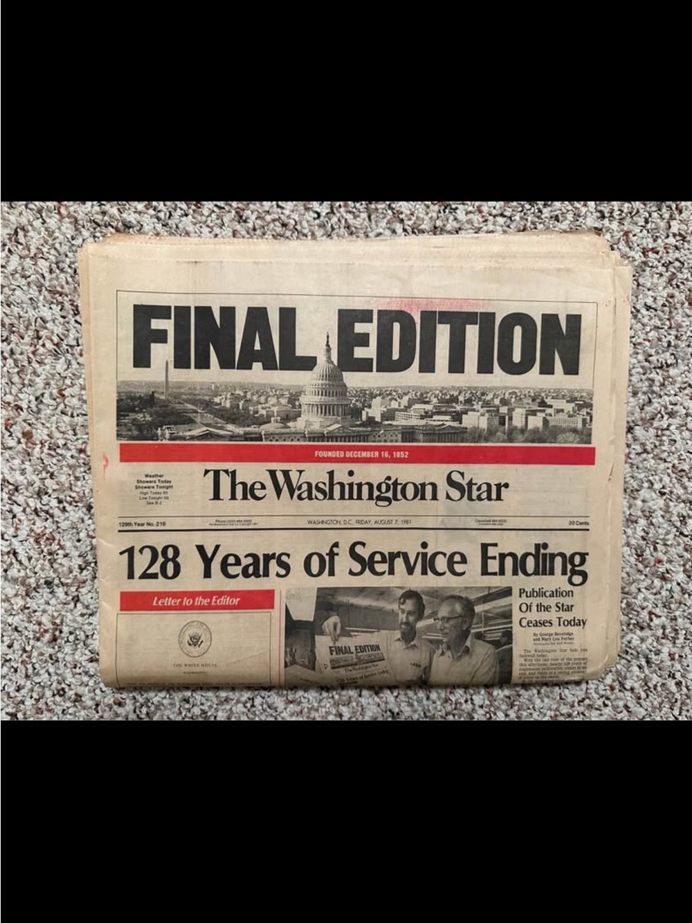 Final Edition Vintage Newspaper - Cream and Black